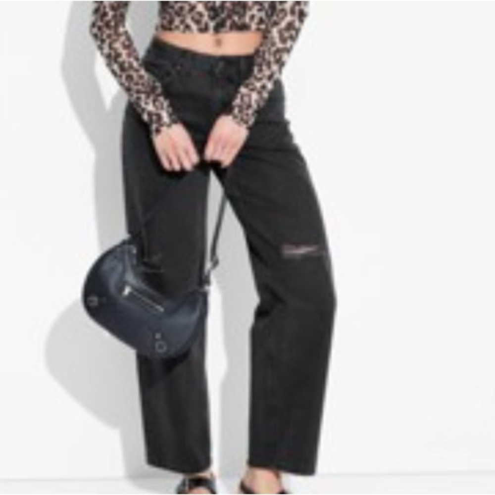 Wild Fable Women's Mid-Rise 90's Relaxed Straight Jeans Black Wash Size 0